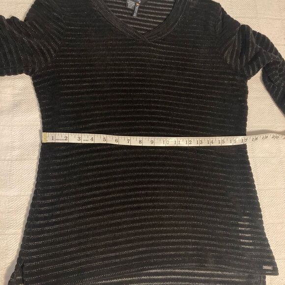 FDJ FRENCH DRESSING JEANS Black Stripe Sheer 3/4 Sleeve Top Size S/P - Picture 7 of 12